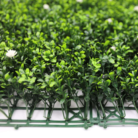 Artificial Flowering Buxus Hedge Plant Panel 1m x 1m UV Stabilised