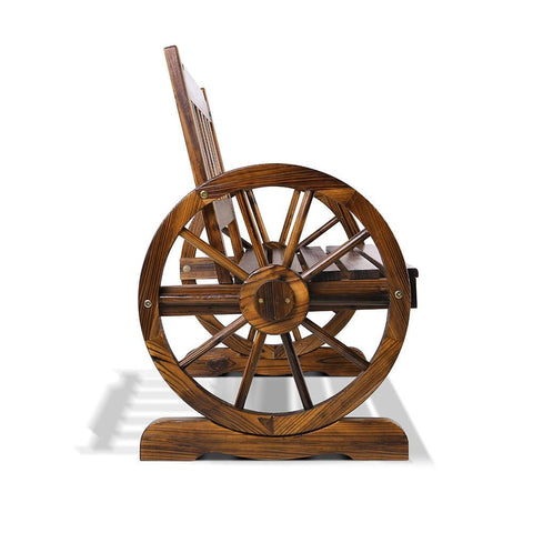 Gardeon 2 Person Wooden Wagon Wheel Bench Seat - Natural Grain