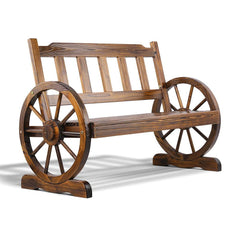 Gardeon 2 Person Wooden Wagon Wheel Bench Seat - Natural Grain