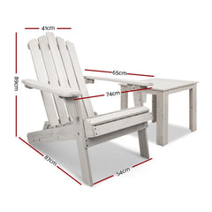 Gardeon 3pc Adirondack Outdoor Beach Chairs + Table Set