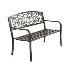 Gardeon Cast Iron Welcome Garden Bench Seat - Bronze