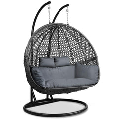 Gardeon Outdoor Double Hanging Egg Chair Swing - Black