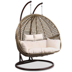 Gardeon Outdoor Double Hanging Egg Chair Swing - Brown
