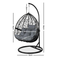 Gardeon Outdoor Hanging Egg Chair Swing - Black