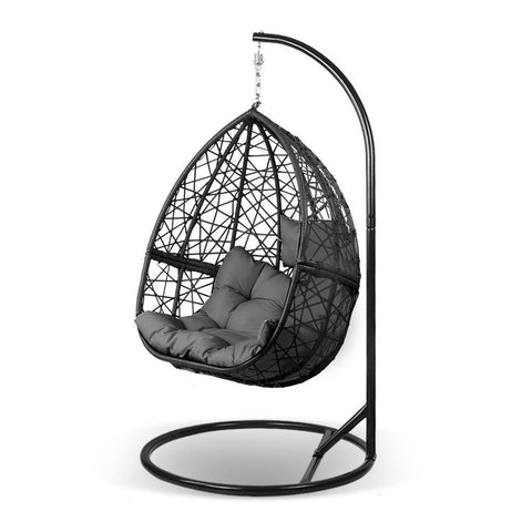 Gardeon Outdoor Hanging Egg Chair Swing - Black