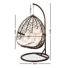 Gardeon Outdoor Hanging Egg Chair Swing - Brown