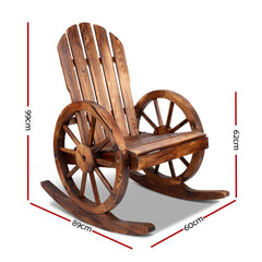 Gardeon Outdoor Wagon Wheel Rocking Chair - Brown