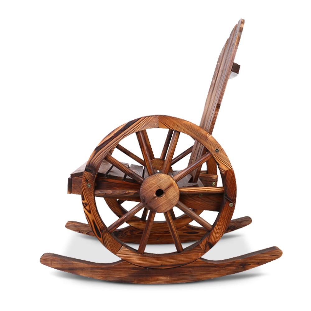 Gardeon Outdoor Wagon Wheel Rocking Chair - Brown – Vertical Gardens Direct