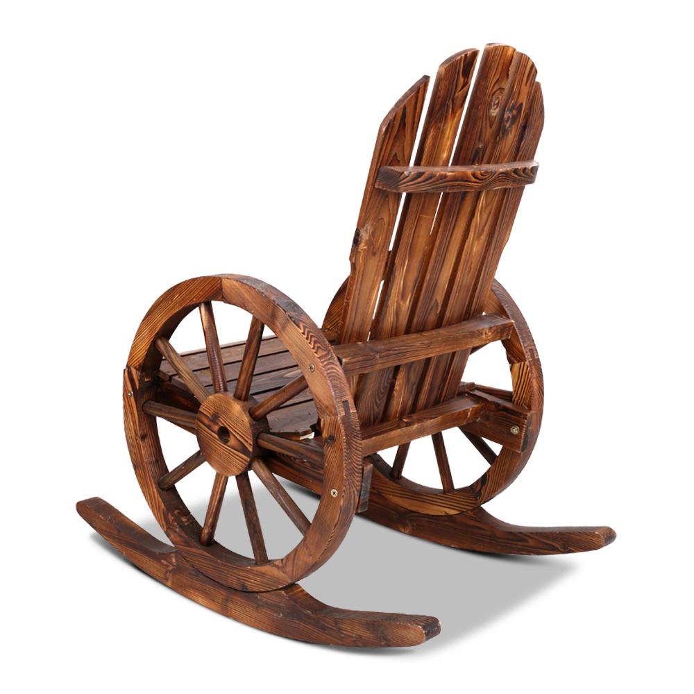 Gardeon Outdoor Wagon Wheel Rocking Chair - Brown – Vertical Gardens Direct