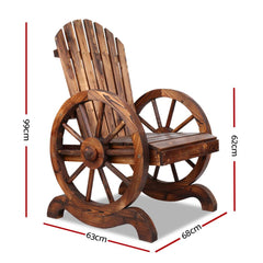 Gardeon Outdoor Wooden Wagon Wheel Chair