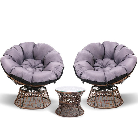 Gardeon Papasan Wicker Chair and Side Table Set