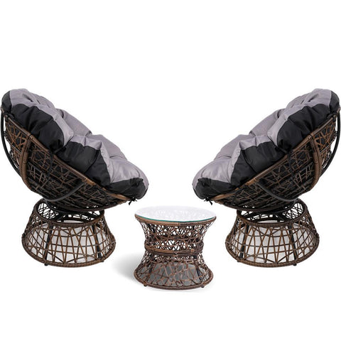 Gardeon Papasan Wicker Chair and Side Table Set