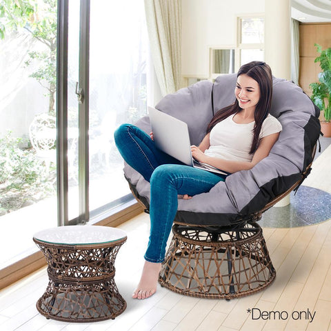 Gardeon Papasan Wicker Chair and Side Table Set