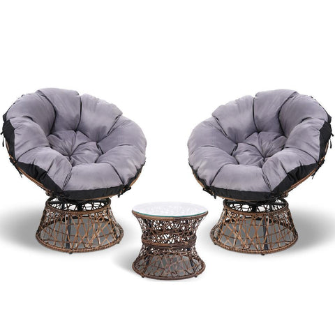 Gardeon Papasan Wicker Chair and Side Table Set