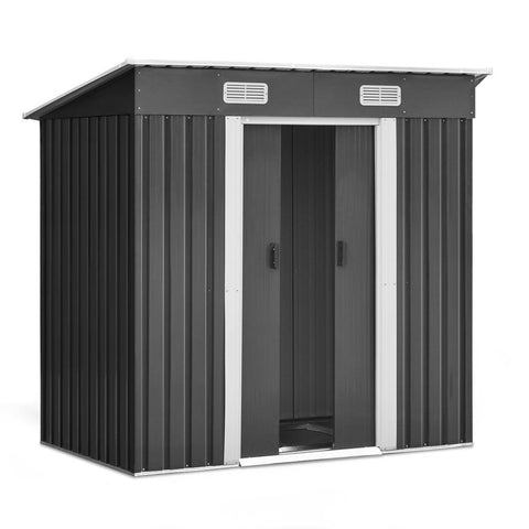 Giantz 1.94 x 1.21m metal Base Garded Shed - Grey