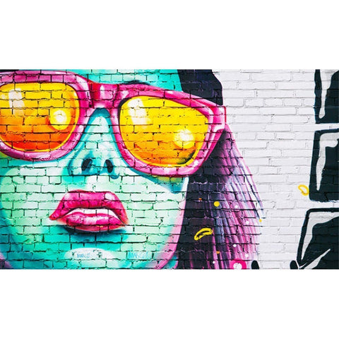 Graffiti Girl On Brickwork Custom Sized UV Printed Fence Cover