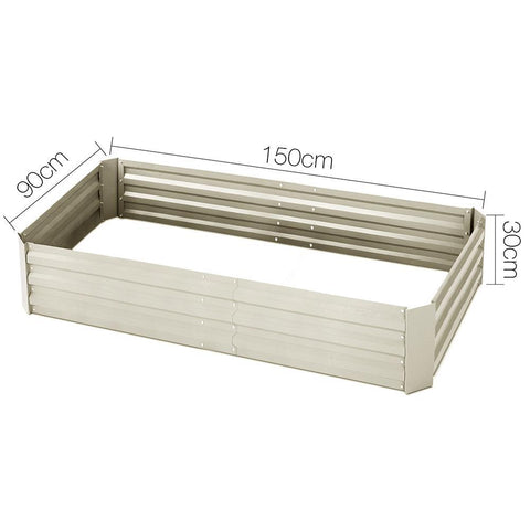 Green Fingers 150cm x 90cm Raised Garden Bed Set of 2 - Cream