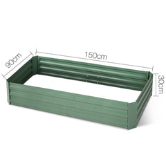 Green Fingers 150cm x 90cm Raised Garden Bed Set of 2 - Green
