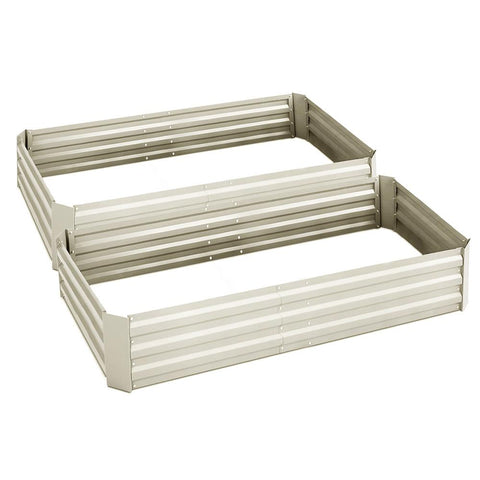 Green Fingers 210cm x 90cm Raised Garden Bed Set of 2 - Cream