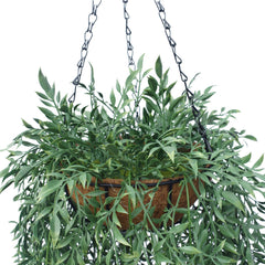 Hanging Basket With Artificial Trailing Bamboo Leaf - UV Stabilised 110cm