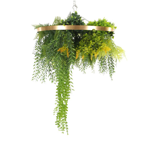Hanging Gold Disc With Artificial UV Stabilised Foliage 40cm
