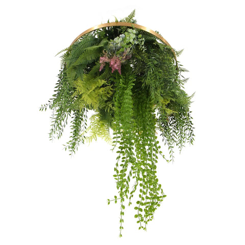 Hanging Gold Disc With Artificial UV Stabilised Foliage 60cm