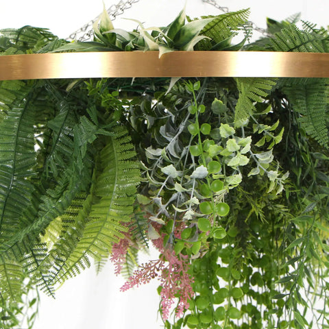 Hanging Gold Disc With Artificial UV Stabilised Foliage 60cm