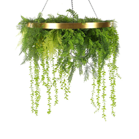 Hanging Gold Disc With Artificial UV Stabilised Foliage 80cm