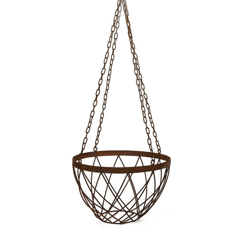Large Rusted Steel Hanging Basket Bowl - 60cm, Set of 3