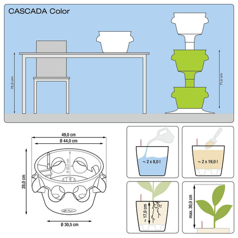 Lechuza 71cm Grow Tower Self Watering Cascada Planter