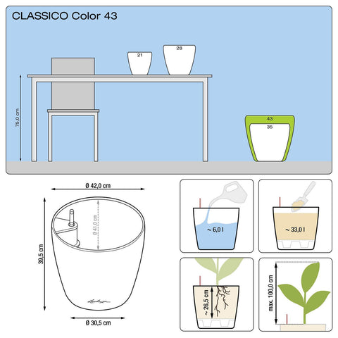 Lechuza Classico Colour 43 Self Watering Pot - 43cm