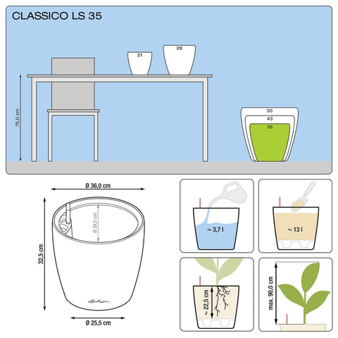 Lechuza Classico LS 35 Self Watering Pot - 35cm