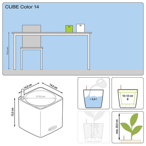 Lechuza Cube 14 Self Watering Pot - 14cm