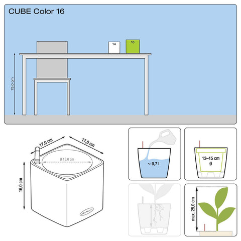 Lechuza Cube 16 Self Watering Pot - 16cm