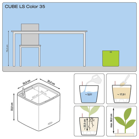 Lechuza Cube LS 35 Self Watering Pot - 35cm