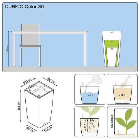 30 gallon plant pot dimensions Lechuza Cubico 30 Self Watering Pot