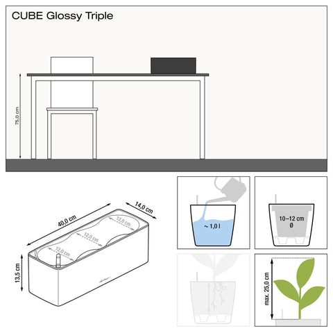 Lechuza Glossy CUBE Triple