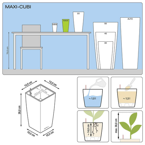 Lechuza Maxi Cubi Self Watering Pot