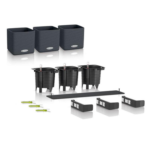 Lechuza PURO CUBE Color Triple Wall Planter Kit