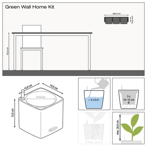 Lechuza PURO CUBE Color Triple Wall Planter Kit