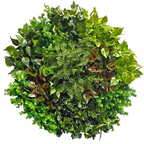 Mixed Fern Circular Artificial Green Wall Plant Disc 80cm