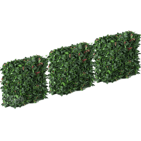 Photinia Artificial Freestanding Hedge 75cm x 75cm x 25cm UV Stabilised