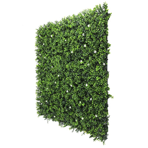 Artificial Flowering Buxus Hedge Plant Panel 1m x 1m UV Stabilised